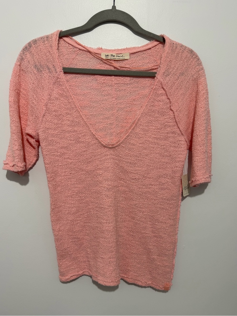Free People Francis V Neck Tee Pink NWT